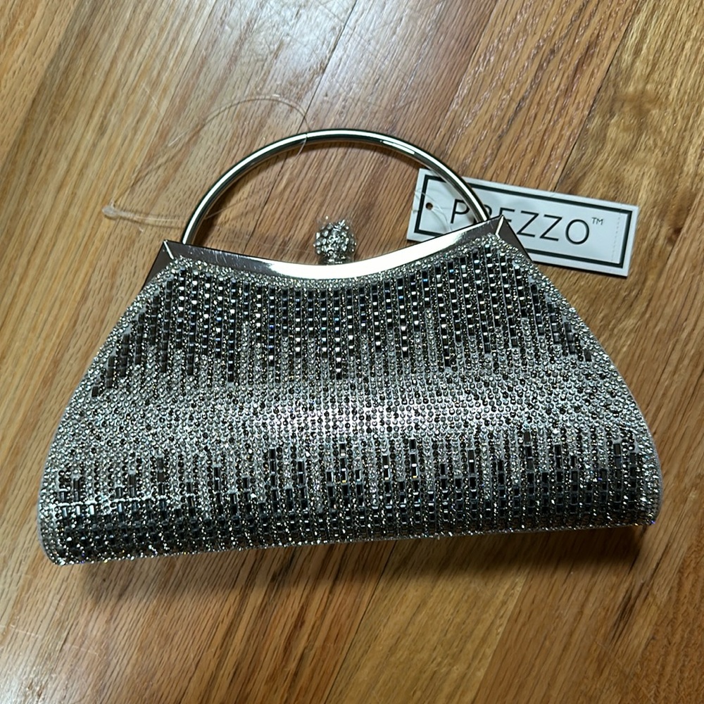 Prezzo Diamond Crystal Embellished Crossbody Clutch - Silver/Crystal